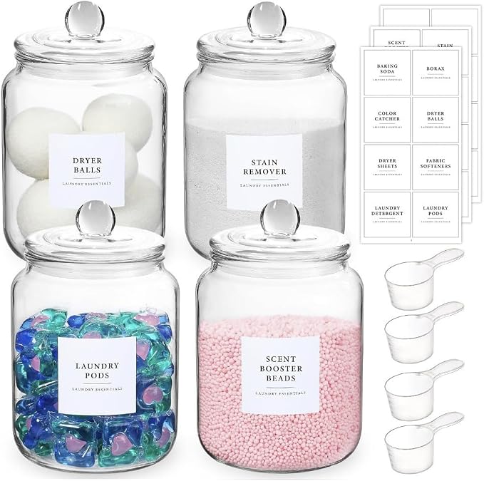 Glass Jars for Laundry Room Organization, 0.8 Gallon Glass Containers - Image 3