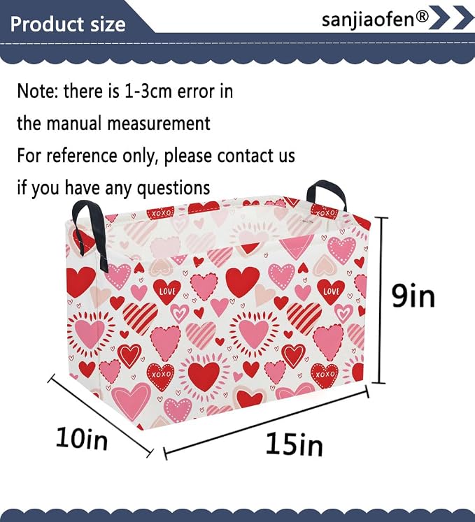 Sanjiaofeng Rectangular Valentine's Day Basket Love Storage Bins, Girls Storage - Image 2