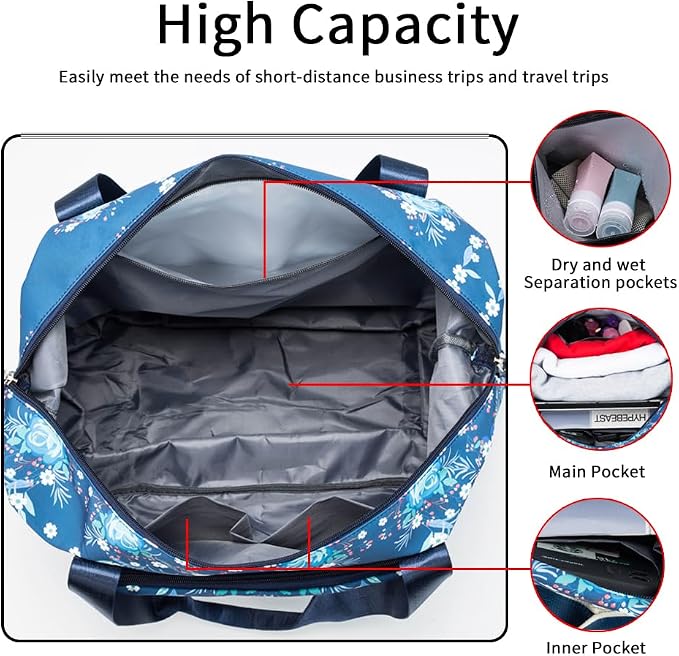 Large Capacity Foldable Travel Bag Expandable Portable Carry on Bag Dry&Wet - Image 5