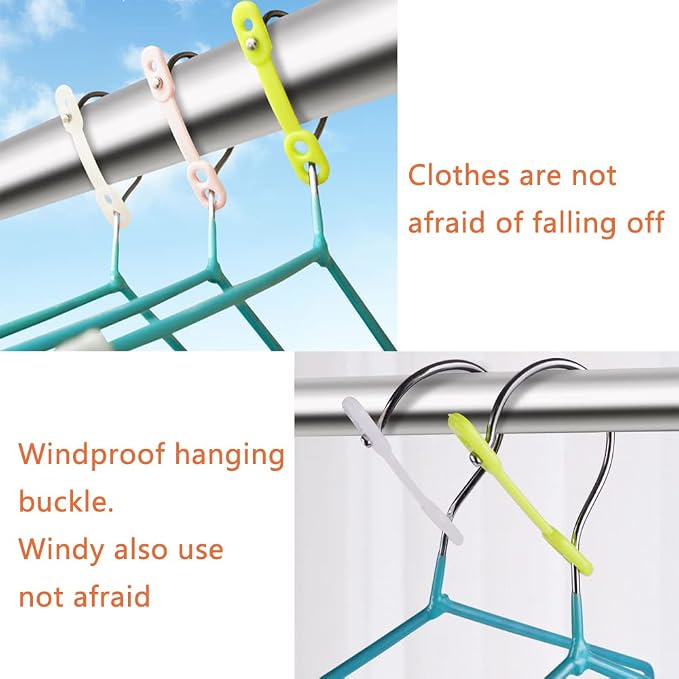 20 Pack Clothes Hangers Windproof Lock Straps Buckle Shockproof Non Falling - Image 4