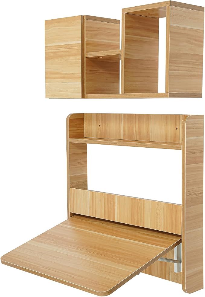 Wall Mounted Bookshelf Folding Table - Image 5