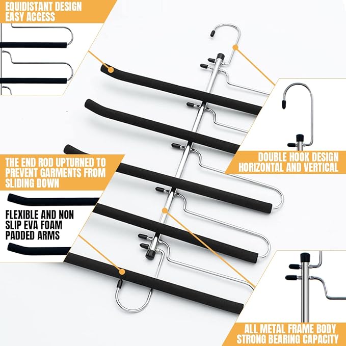 Space Saving Pants Hangers Heavy Duty Magic Slacks Jeans Trouser Hanger - Image 2