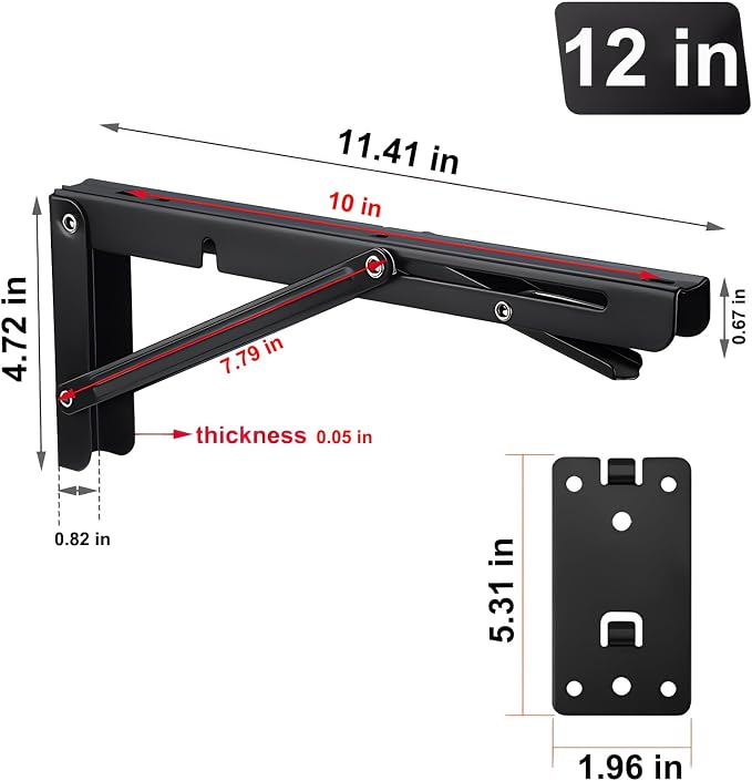 Folding Shelf Brackets， Detachable Folding Bracket，2 Pack Heavy Duty Wall - Image 6