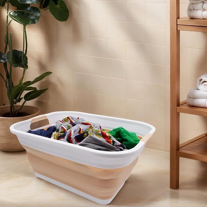 SAMMART 41L Collapsible Plastic Laundry Basket-Foldable Pop Up Storage - Image 5