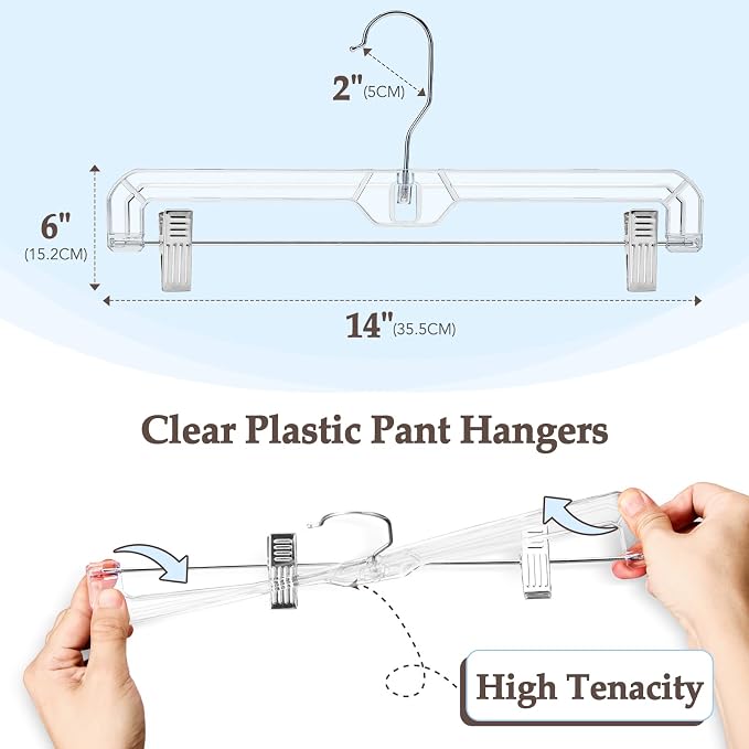 HOUSE DAY Bulk Clear Pants Hangers - Image 8
