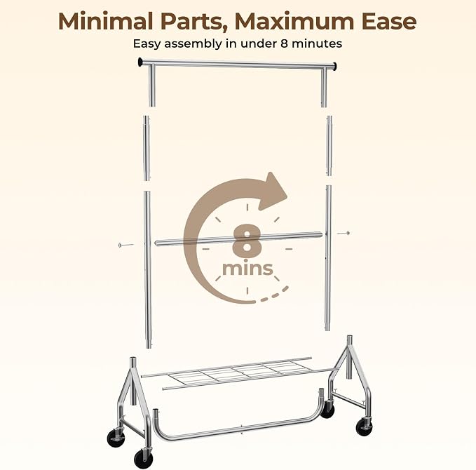 Heavy Duty Clothes Rack, Double Rod Clothing Rack - Image 5