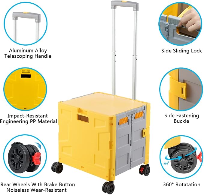 Foldable Shopping Utility Cart Portable Rolling Crate Handcart - Image 7