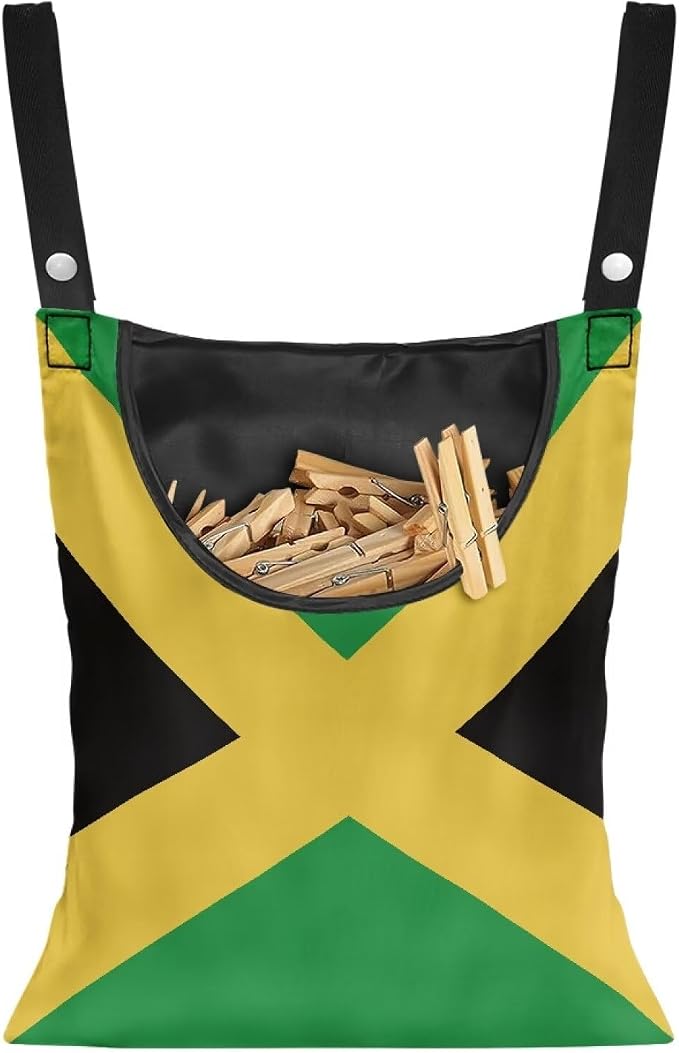 Jamaica Flag Clip Storage Bag Portable Laundry Clothes Pin Holder Machine by Psesaysky