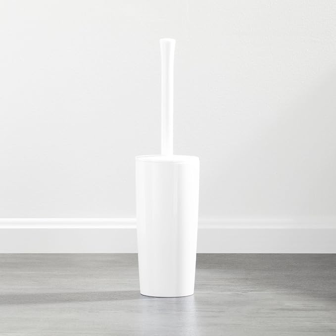 mDesign Slim Plastic Toilet Bowl Brush and Holder Set, Modern Compact Storage - Image 8