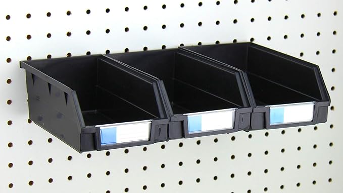 Pegboard Bins – 3 Pack Black Extra Large by RightArrange
