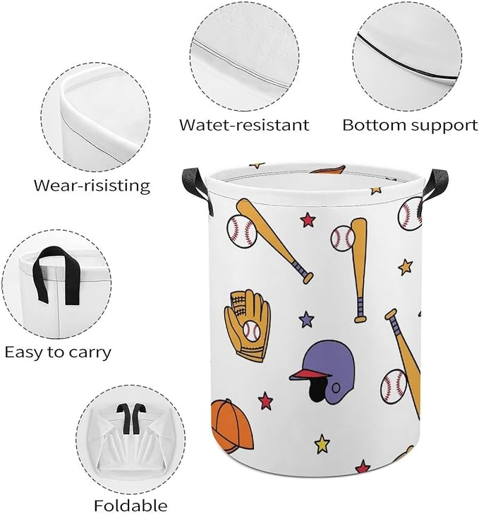 Storage Basket, Baseball Bat Glove Helmet Laundry Hamper/Bathroom/Home - Image 4