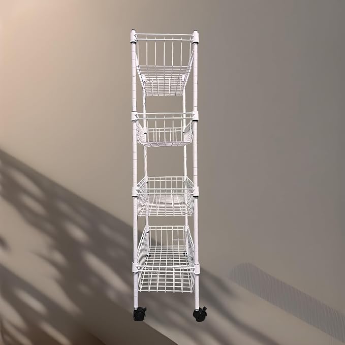 NSF white 4-layer storage rack, refrigerator crevice rack, washing machine - Image 4