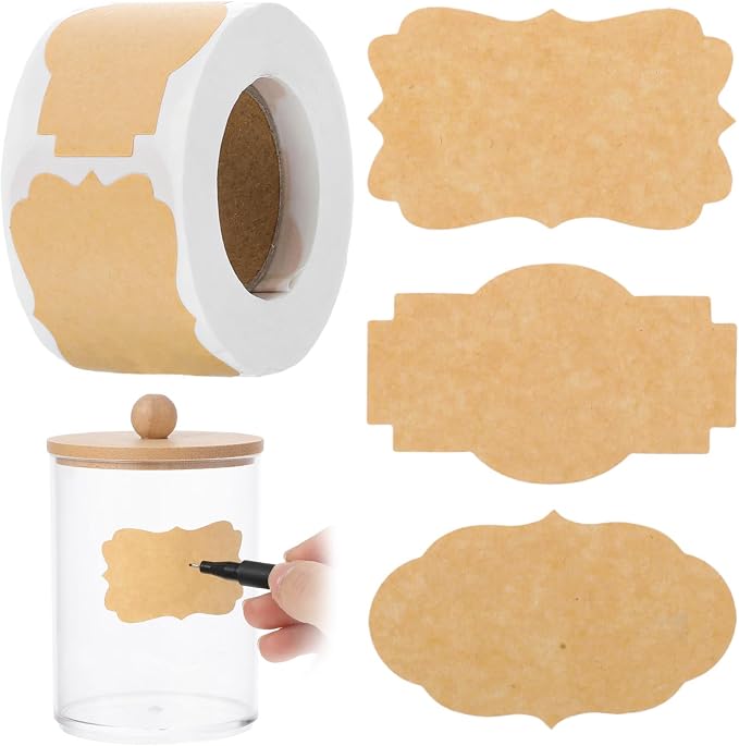 500PCS 1.3" X 2.36" Natural Kraftpaper Label Stickers, Self Adhesive Blank by Unknown