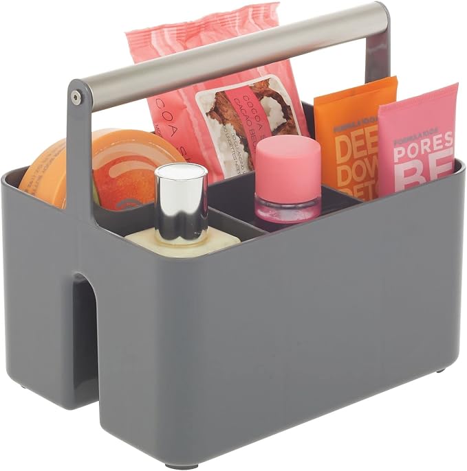 mDesign Plastic Shower Caddy Storage Organizer Utility Tote, Divided Basket Bin - Image 7
