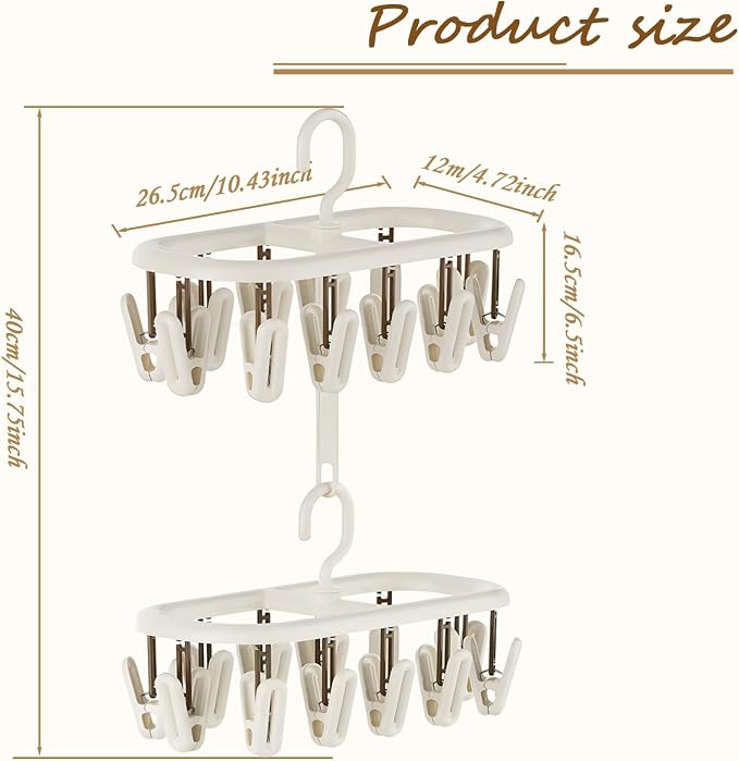 Clothes Drying Hanger with 12 Clips 2 Pack Folding Portable Hanging Drying Rack - Image 4