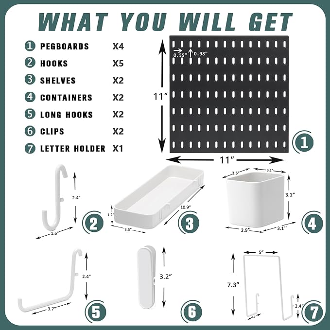 Pegboard Combination Kit, Wall Mounted Storage Set - Image 3