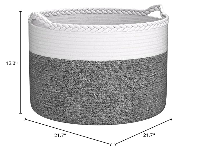 COMSE Extra Large Blanket Basket, Woven Laundry Basket, 21.7”x 13.8”, Nursery - Image 9