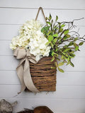 Cream Hydrangea Door Hanger Basket Wreath by MYELJO
