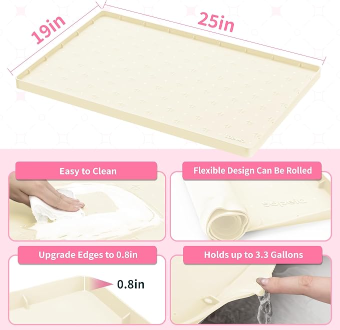 Sdpeia Under Sink Mat 25"×19" Waterproof Silicone Cabinet Liner & Sink Protector - Image 4