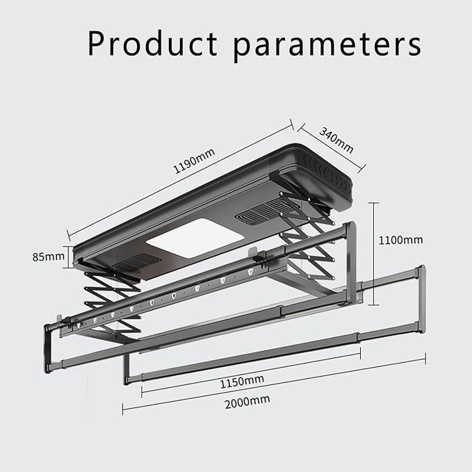 Clothes Airer, Milky White, Ceiling Clothes Drying Rack Multifunctional Balcony - Image 7