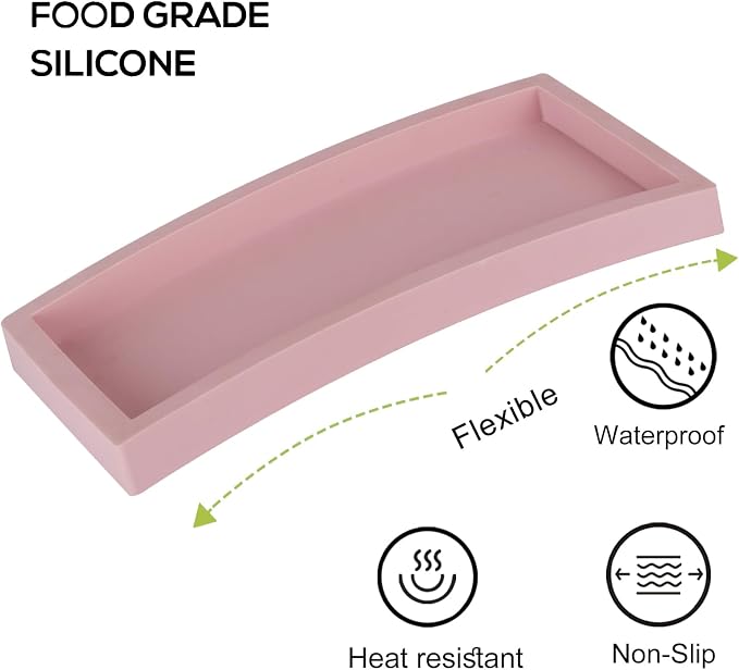 Small Silicone Bathroom Vanity Tray Rectangle Soap and Sponge Holder Kitchen - Image 4