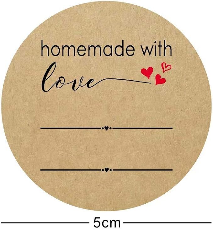 2 Inch Homemade with Love Sticker with Lines - Image 3