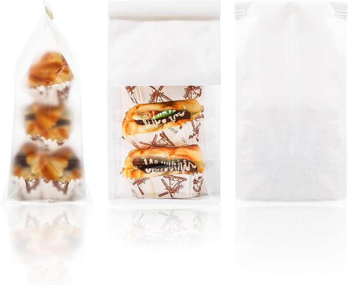 AVLA 50 Pack Bakery Bags with Window, Grease Proof Cookie Treat Bag, Coffee - Image 6