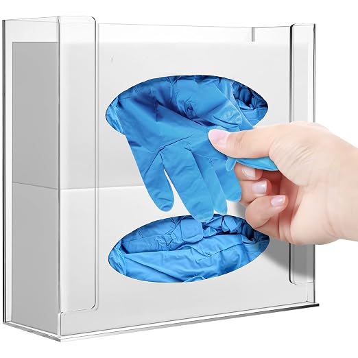 Weysat Wall Mounted Acrylic Glove Box Holder Double Dispenser Floating Glove - Image 4
