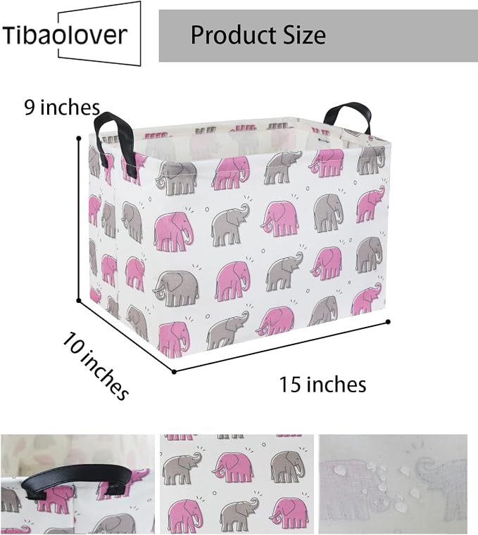 Elephant Baby Storage Bin Pink Elephant Decor - Image 7