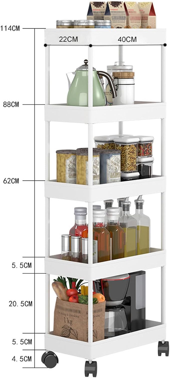 Slim Storage Cart, Bathroom Organizer Kitchen Organization Mobile Shelving Unit - Image 7
