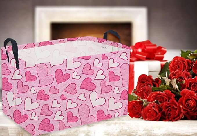 Sanjiaofeng Rectangular Valentine's Day Basket Love Storage Bins, Girls Storage - Image 7