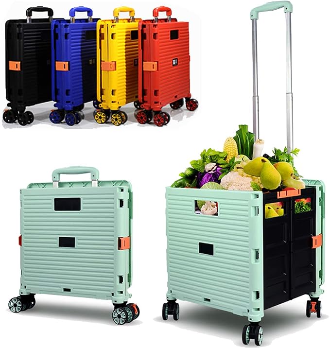 Foldable Utility Cart Folding Portable Rolling Crate Handcart Shopping Trolley - Image 7