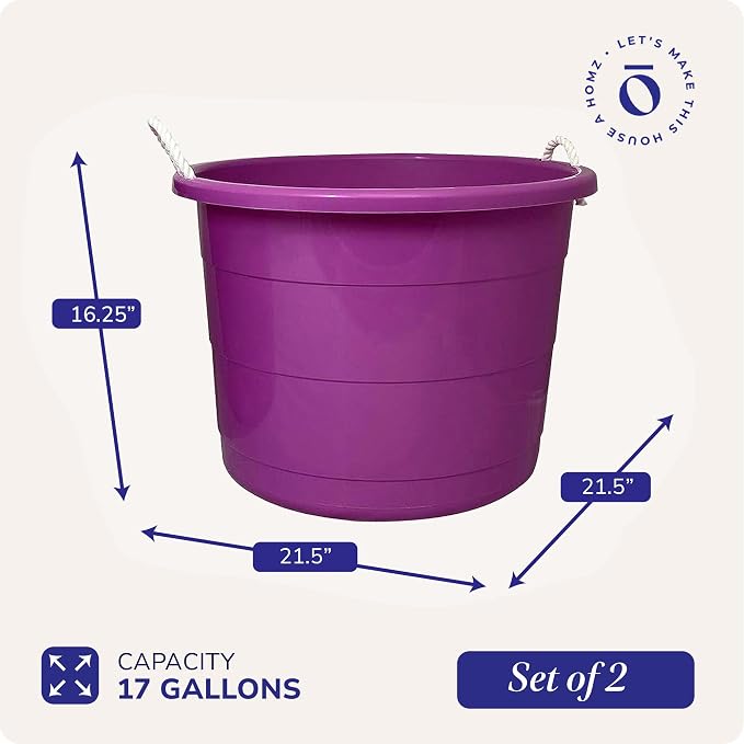 HOMZ 2-Pack Utility Tub, Large Plastic Storage Bucket - Image 5