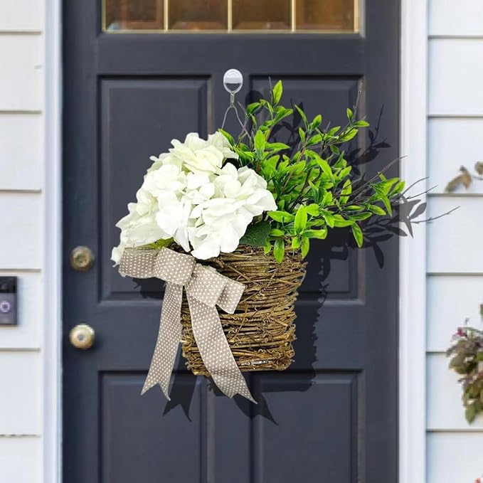 Door Hanger Basket Wreath, Spring Summer Wreaths - Image 6