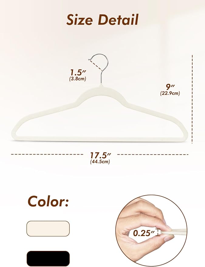 HOUSE DAY Ivory Velvet Hangers 50 Pack - Image 5
