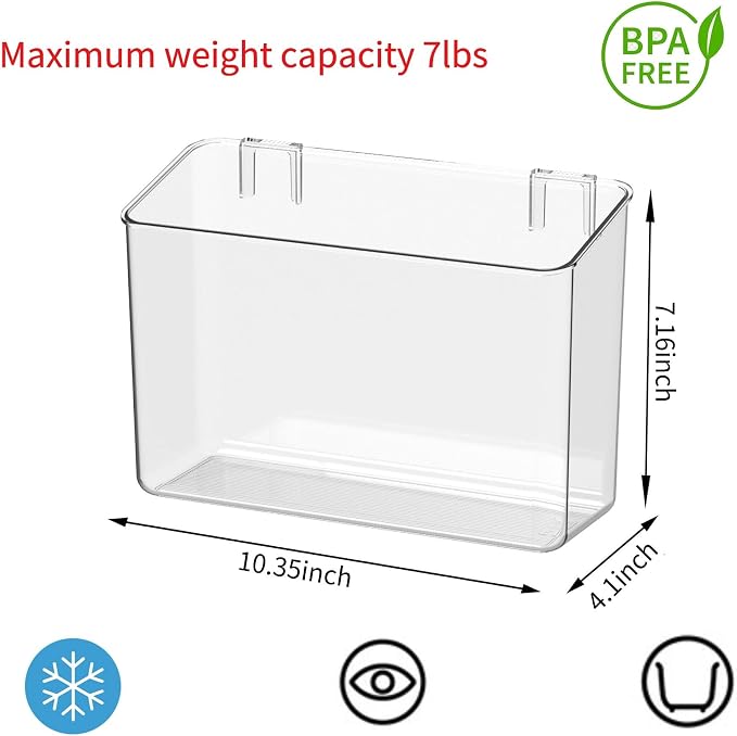 vacane Plastic Over Cabinet Door Organizer, Adhesive Mount Storage Organizer - Image 6