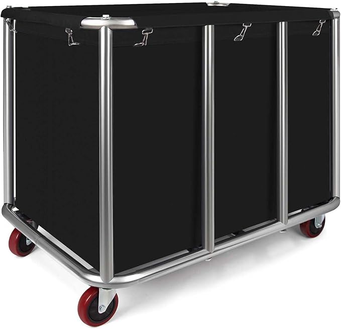 Commercial Laundry Cart with Wheels, 470L Industrial Rolling Laundry Basket by PNNMLLN