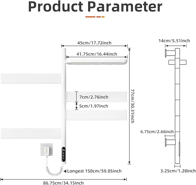 Swivel Heated Towel Rack Electric Towel Warmer - Image 3
