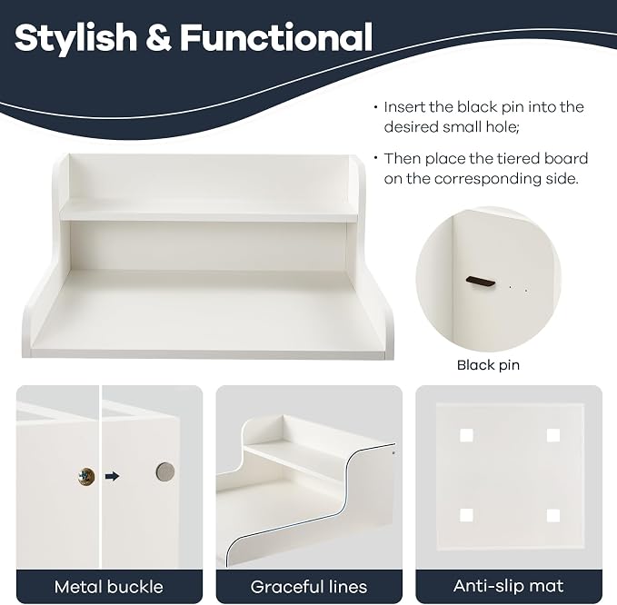 Kaboon Washer Dryer Countertop 2 Tier 28 inches Wide, Laundry Shelf Topper - Image 2