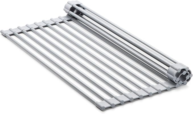 HIC Kitchen Silicone Over-Sink Roll-Up Dish Drying Rack, Reinforced Heat Safe - Image 5