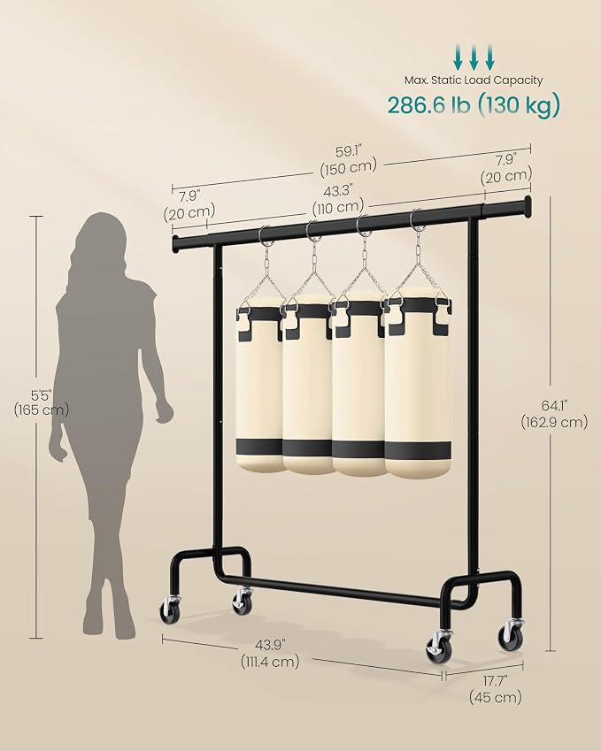 SONGMICS Clothes Rack with Wheels, Heavy-Duty Garment Rack with Extendable - Image 6