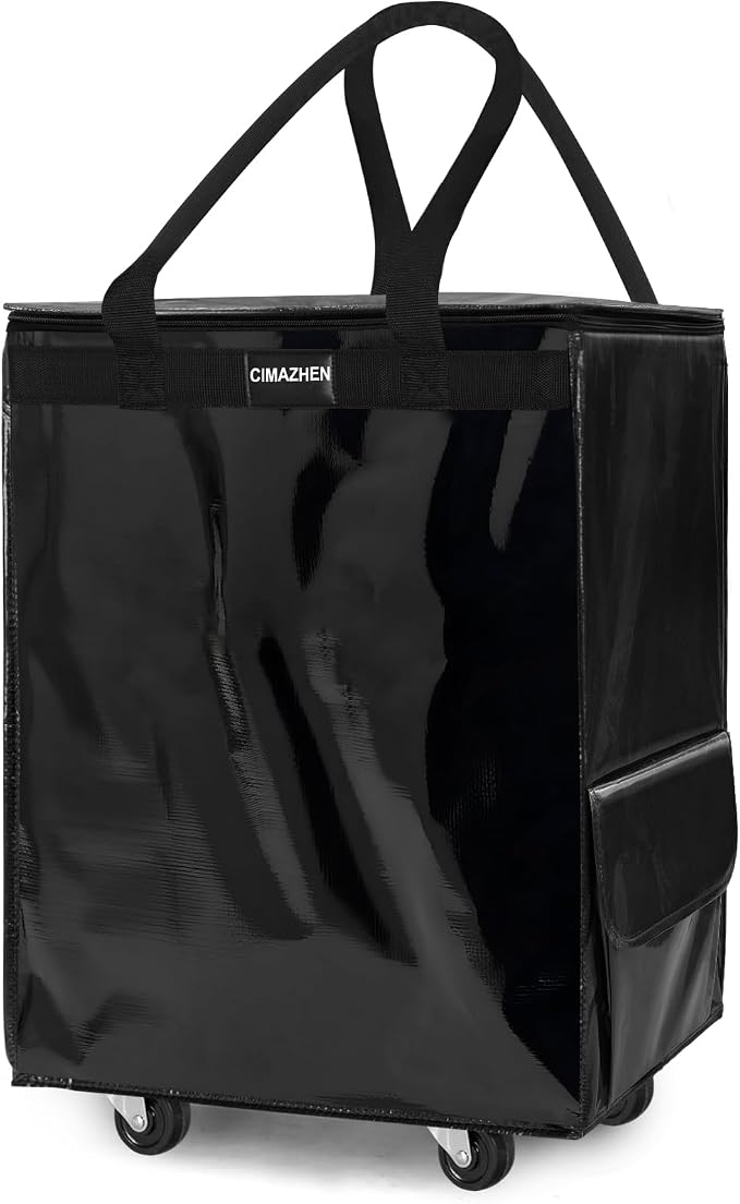 Reusable Grocery Bag on Wheels, Foldable Rolling Tote Bag by CIMAZHEN