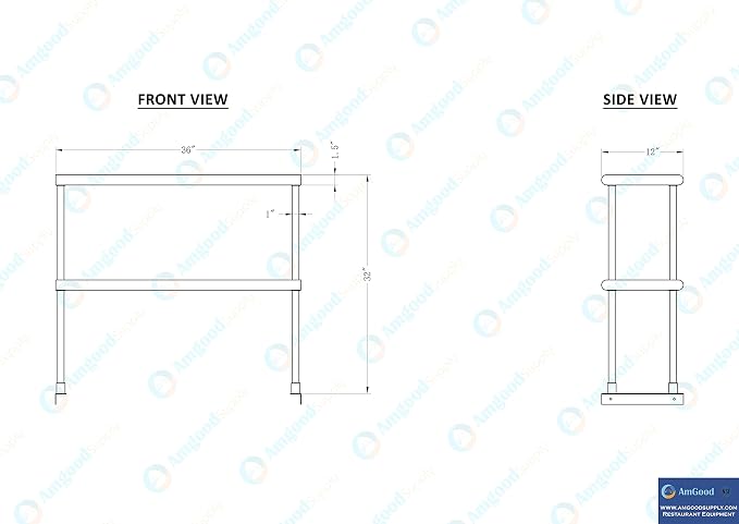 AmGood Double OverShelf Stainless Steel NSF - Image 5