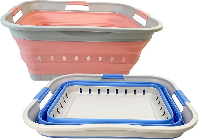 SAMMART Set of 2 Collapsible Plastic Laundry Basket - Image 2