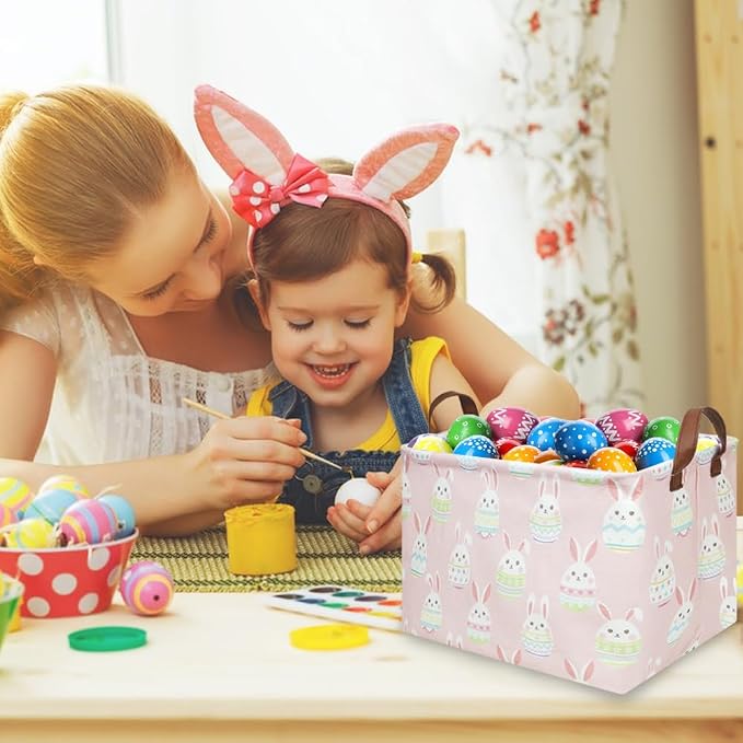 FXOLCSHE Rectangular Easter basket, Girl Easter basket, Nursery Hamper - Image 5