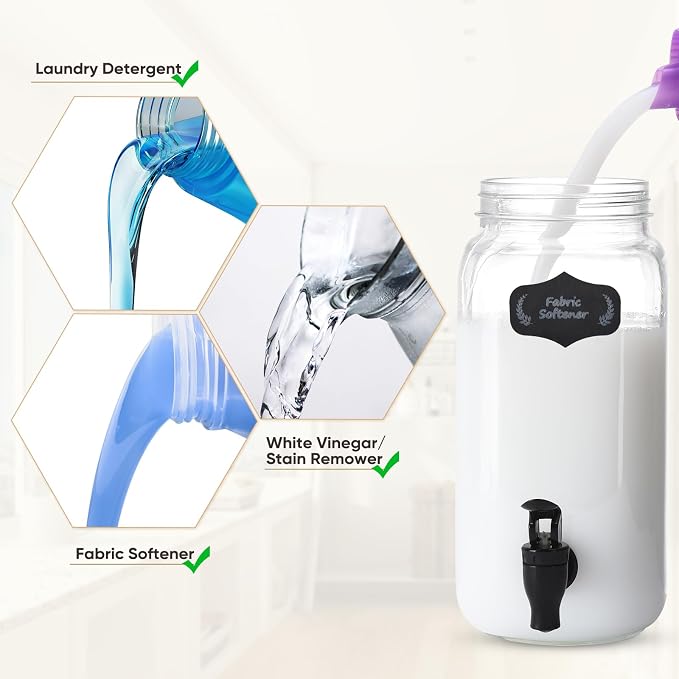 Liquid Laundry Detergent Dispenser, Three 2.2L Laundry Detergent Dispenser - Image 6