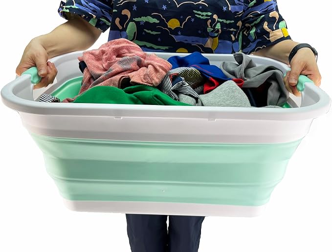 SAMMART 41L Collapsible Plastic Laundry Washing Tub/Basket-Foldable Pop Up - Image 6