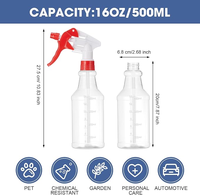 10 Pack Spray Bottles 16 oz Empty Water Spray Bottles - Image 2