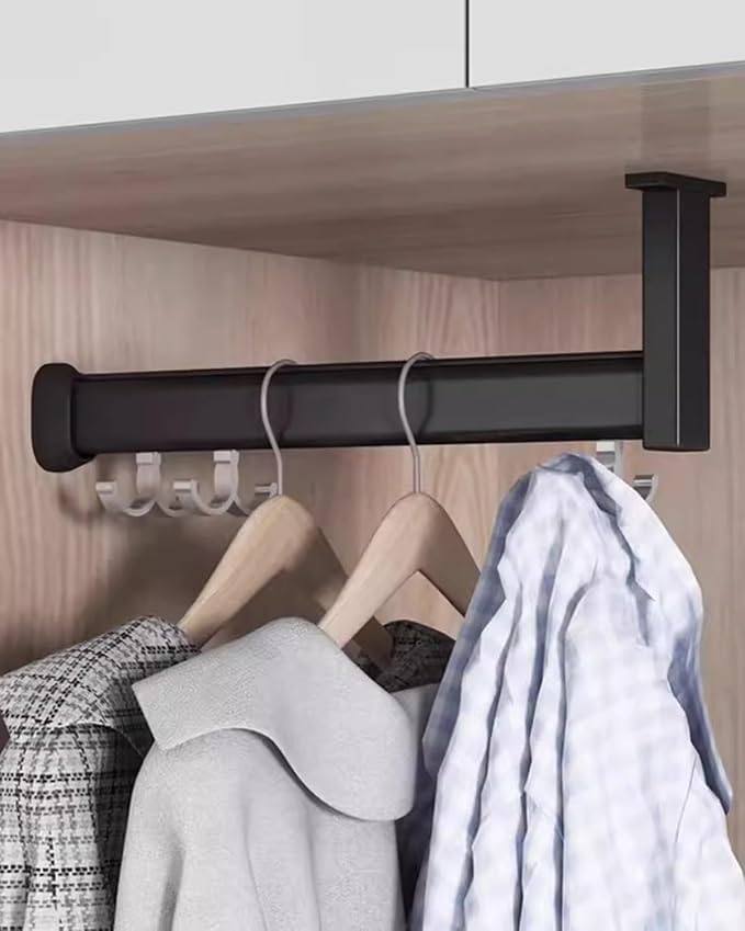 Closet Rod Adjustable Height Clothes Hanging Bar by ENHEN