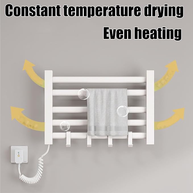 Wall Mounted Small Heated Towel Rack 5 Bar Energy-Saving Drying Rack Aluminum - Image 2